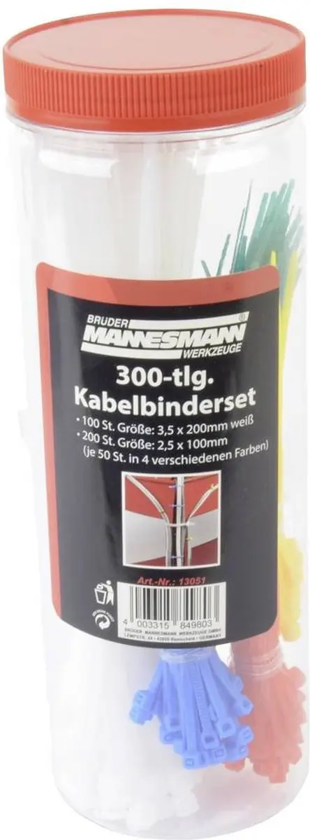 Brüder Mannesmann M13051 Kabelbinders 300 Stuks
