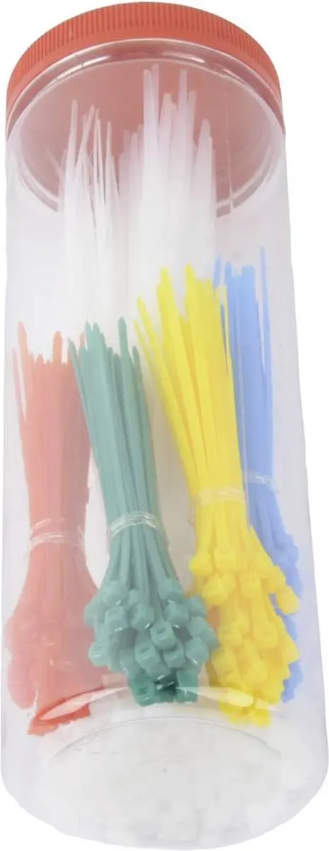 Brüder Mannesmann M13051 Kabelbinders 300 Stuks - 2,5x100mm & 3,5x200mm - Wit/Rood/Blauw/Geel/ Groen - afbeelding 2 van 2