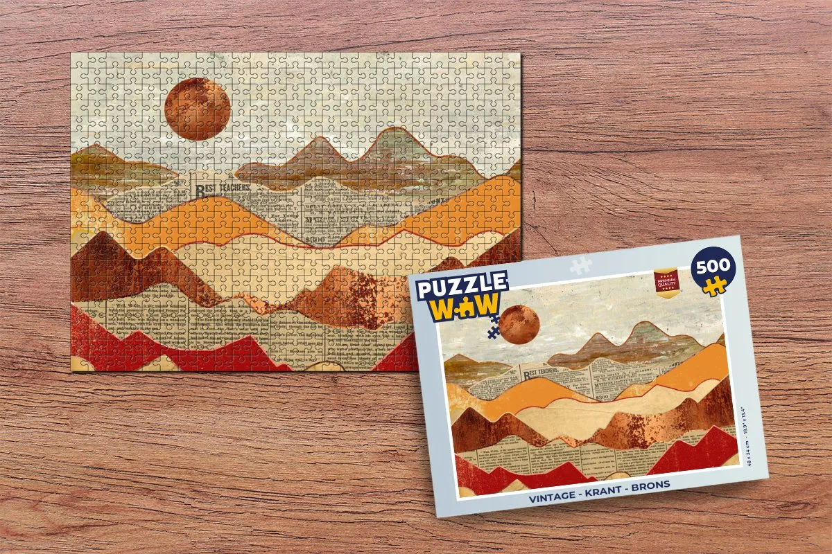 PuzzleWow Vintage Krant Legpuzzel 500 Stuks - Multicolor