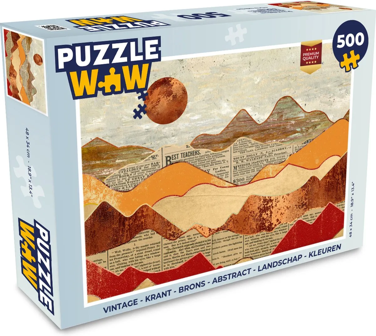 PuzzleWow Vintage Krant Legpuzzel 500 Stuks - Multicolor