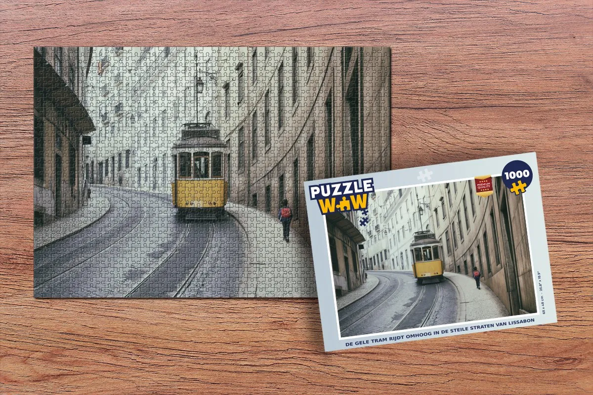 PuzzleWow Legpuzzel De Gele Tram Lissabon 1000 Stuks