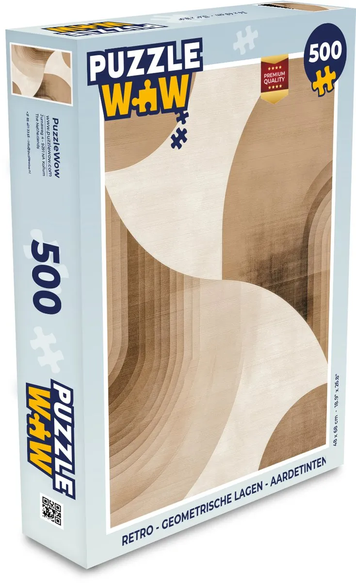PuzzleWow Retro Geometrische Lagen Legpuzzel 500 Stuks - Aardetinten
