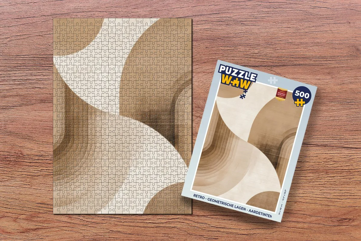 PuzzleWow Retro Geometrische Lagen Legpuzzel 500 Stuks - Aardetinten