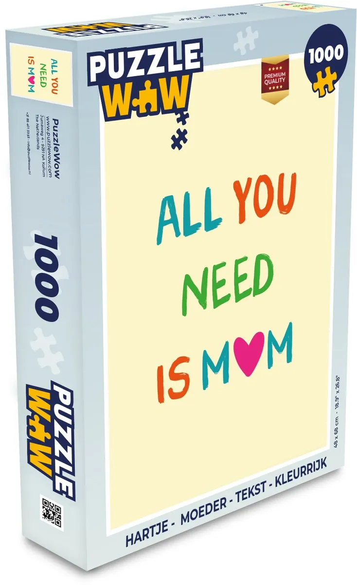 PuzzleWow Hartje Moeder Legpuzzel 1000 Stuks - Kleurrijk