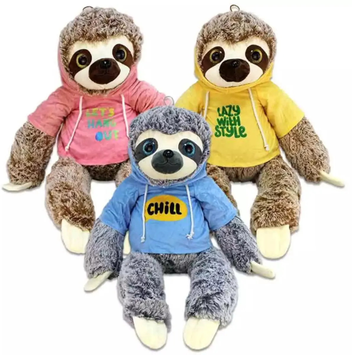 Topknuffels Luiaard met Hoodie Pluche Knuffel 36cm - Roze