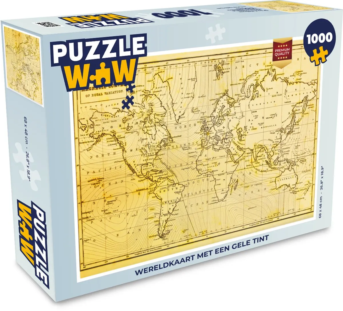 PuzzleWow Wereldkaart Legpuzzel 1000 Stuks - Multicolor