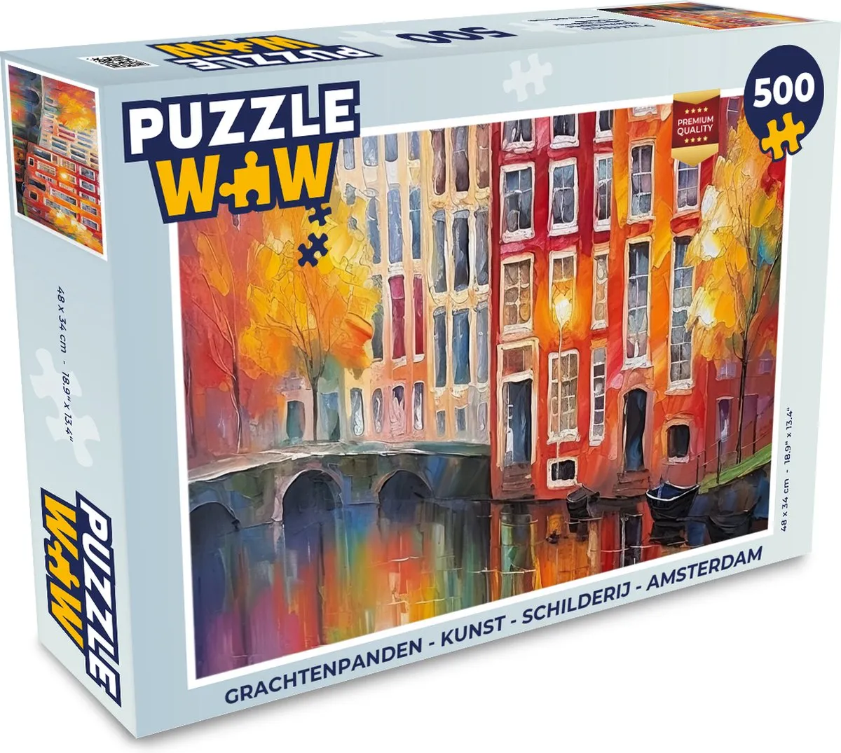 PuzzleWow Grachtenpanden Legpuzzel 500 Stuks - Multicolor