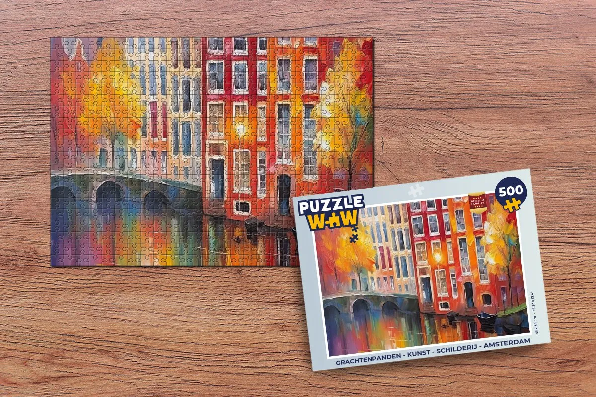PuzzleWow Grachtenpanden Legpuzzel 500 Stuks - Multicolor