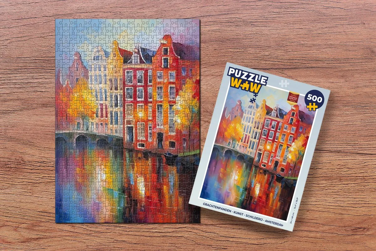 PuzzleWow Grachtenpanden Legpuzzel 500 Stuks - Multicolor
