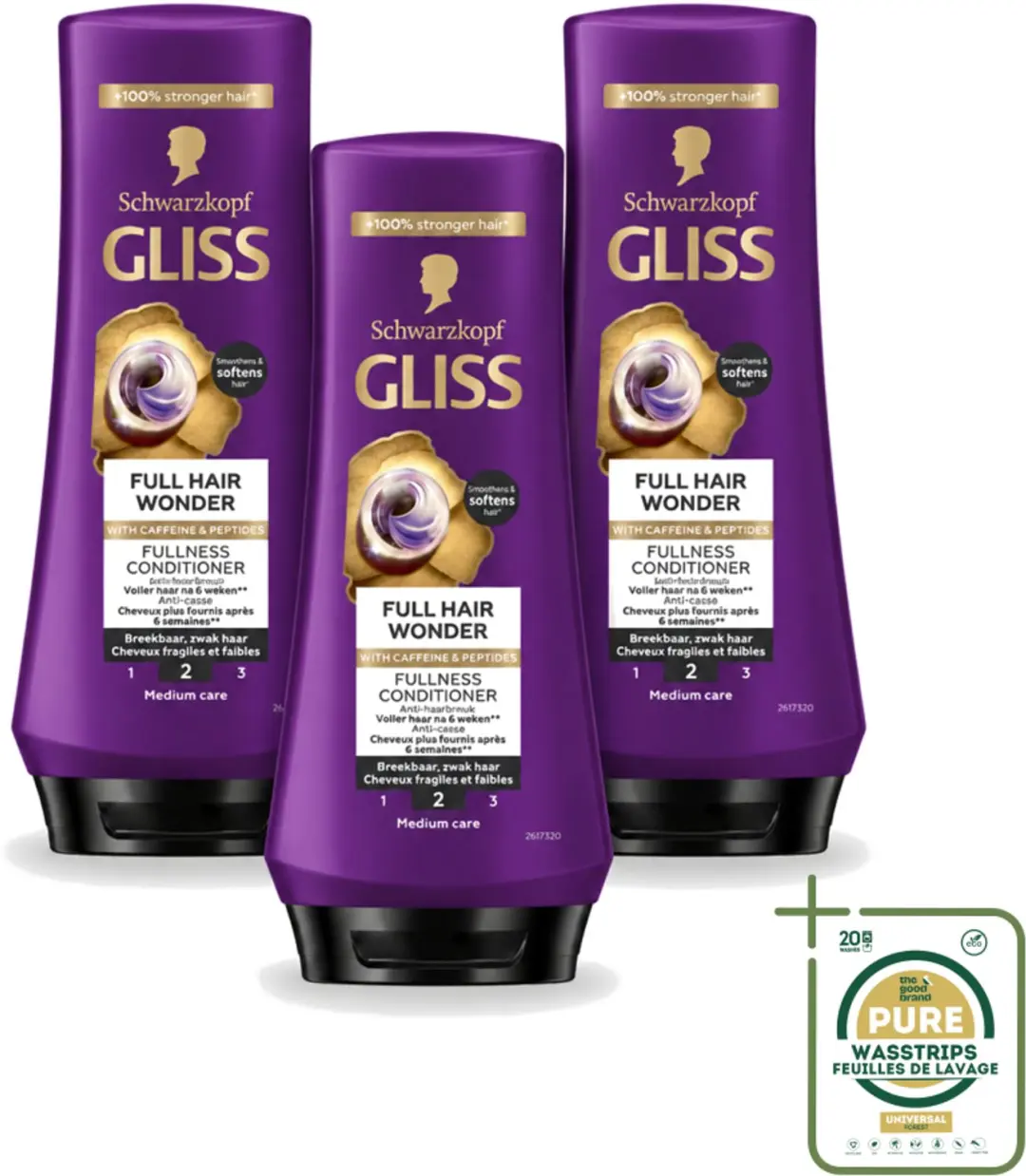 3 x Gliss Conditioner Full Hair Wonder