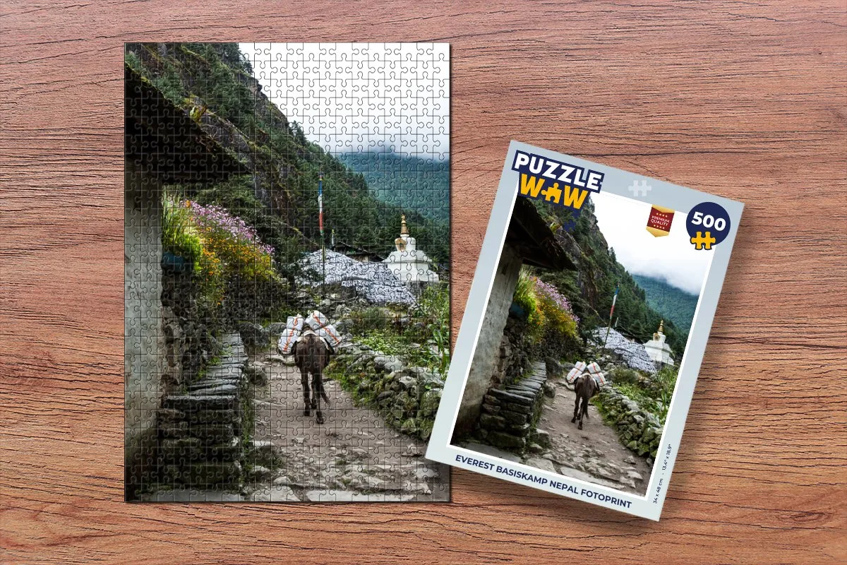 PuzzleWow Everest Basiskamp Nepal Fotoprint Legpuzzel 500 Stuks - Multicolor