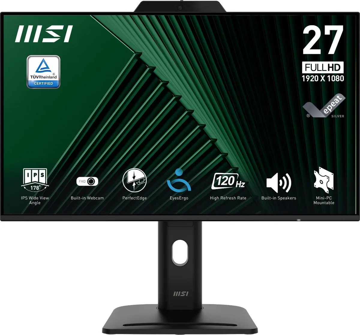 MSI PRO MP272PMG Monitor 27" Full HD 120Hz - Webcam - 4-weg instelbaar