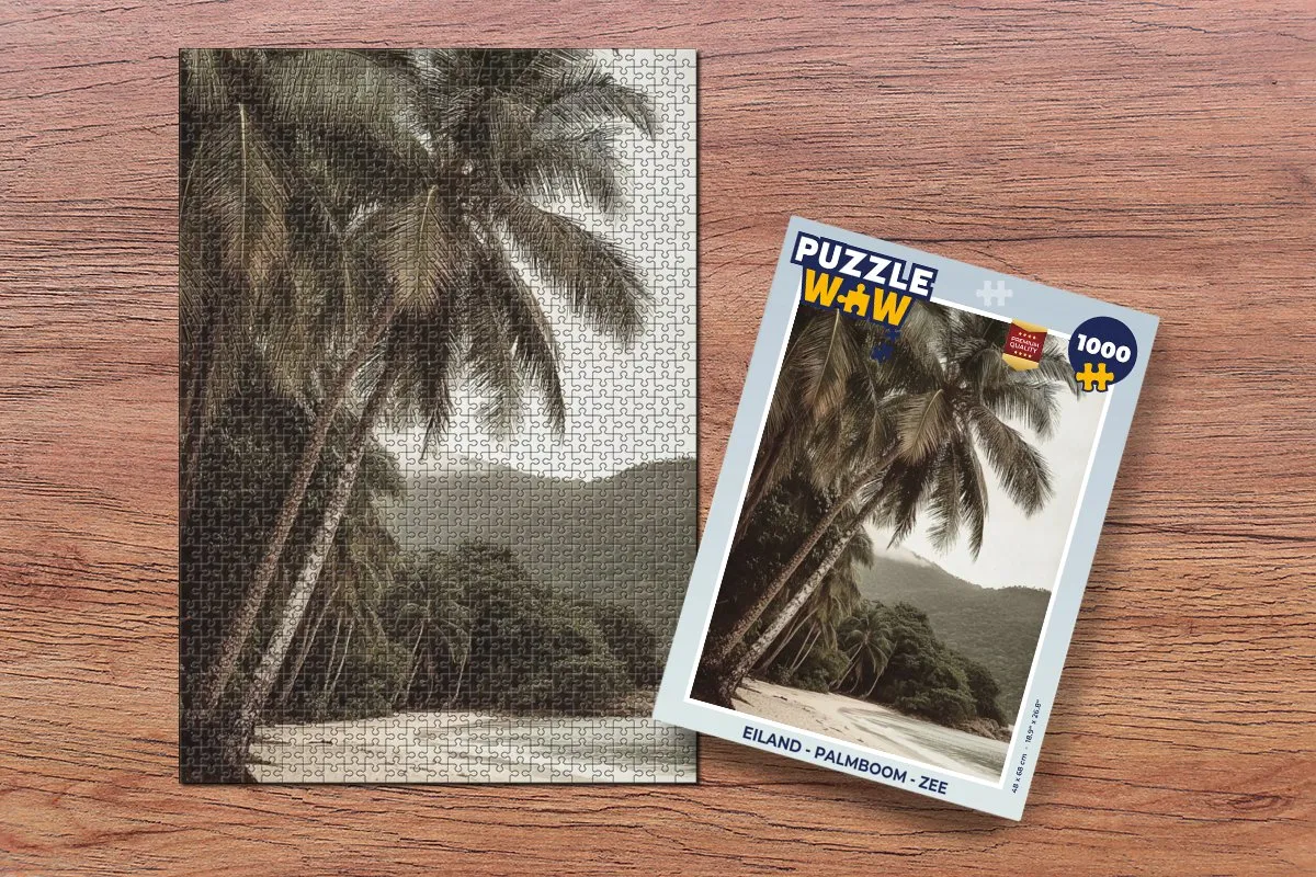 PuzzleWow Legpuzzel 1000 Stuks - Palmboom & Zee - Eiland