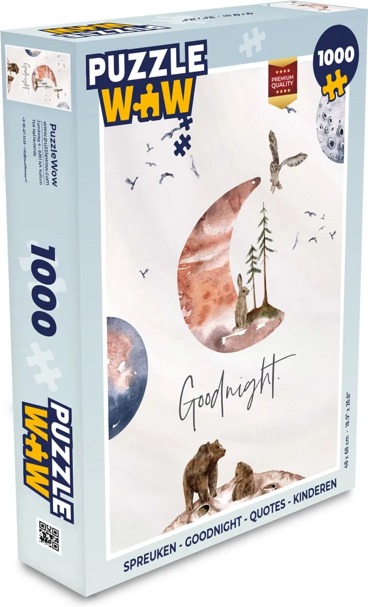 PuzzleWow Quotes Goodnight Legpuzzel 1000 Stuks - Multicolor