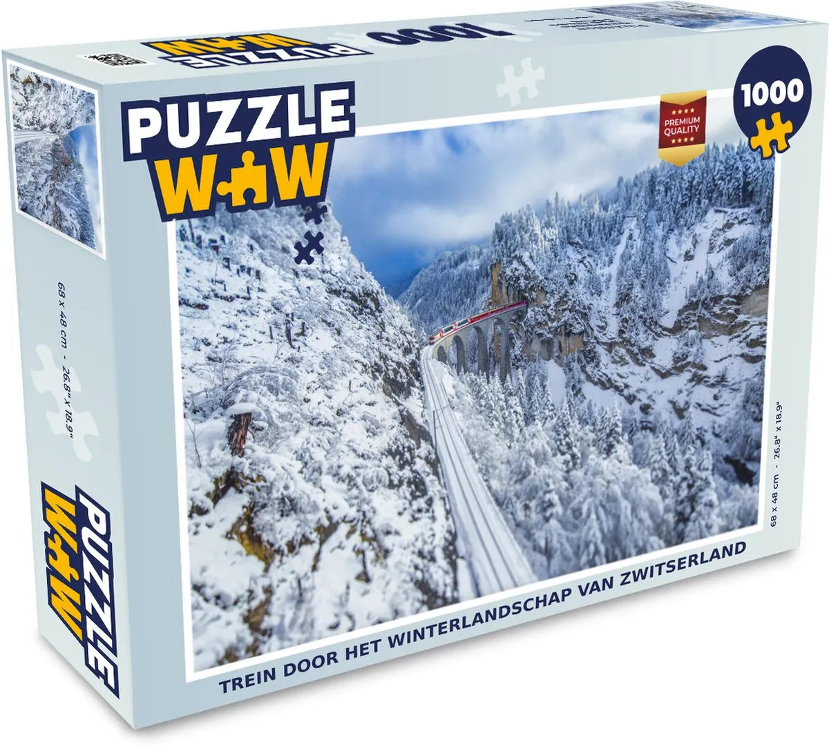 PuzzleWow Zwitserland Winterlandschap Legpuzzel 1000 Stuks - Multicolor