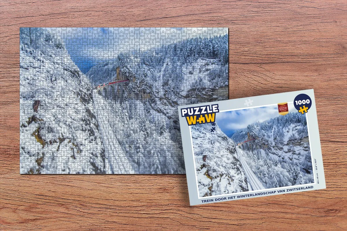 PuzzleWow Zwitserland Winterlandschap Legpuzzel 1000 Stuks - Multicolor