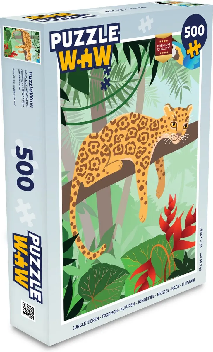PuzzleWow Jungle Dieren Legpuzzel 500 Stuks - Multicolor