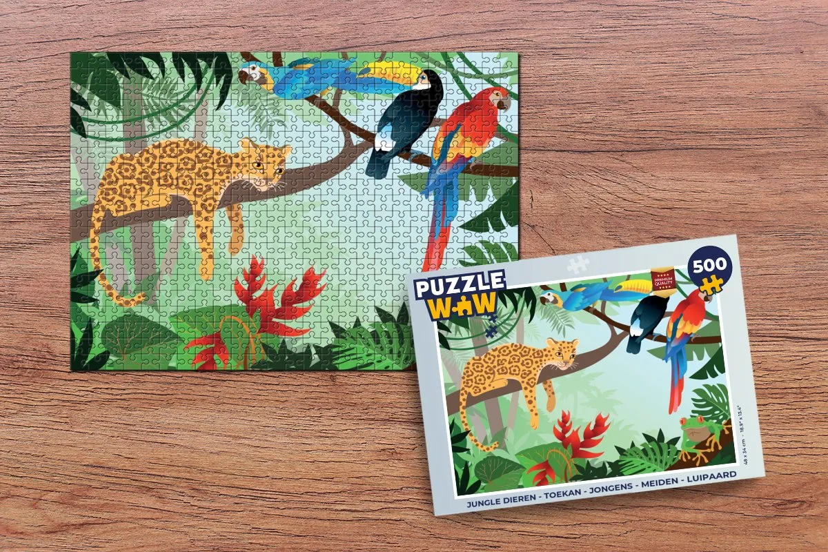 PuzzleWow Jungle Dieren Legpuzzel 500 Stuks - Multicolor