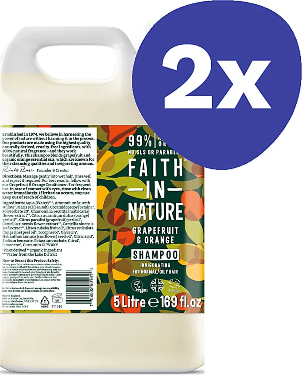 Faith in Nature Shampoo Grapefruit & Sinaasappel 2x 5L