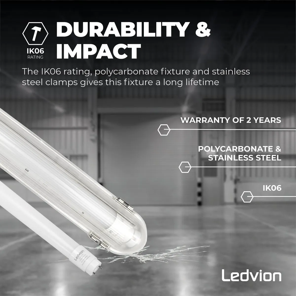 Ledvion LED TL Armatuur 120cm 18W 4000K - Grijs IP65