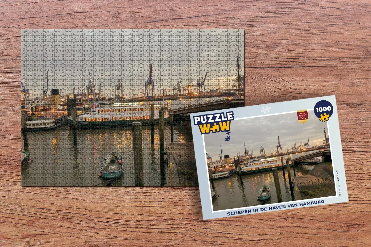 PuzzleWow Boot Hamburg Haven Legpuzzel 1000 Stuks - Multicolor