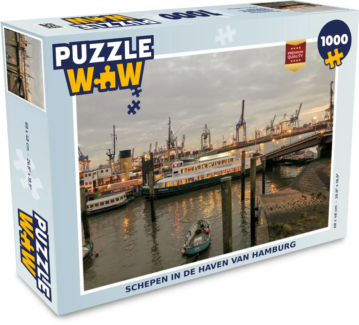 PuzzleWow Boot Hamburg Haven Legpuzzel 1000 Stuks - Multicolor