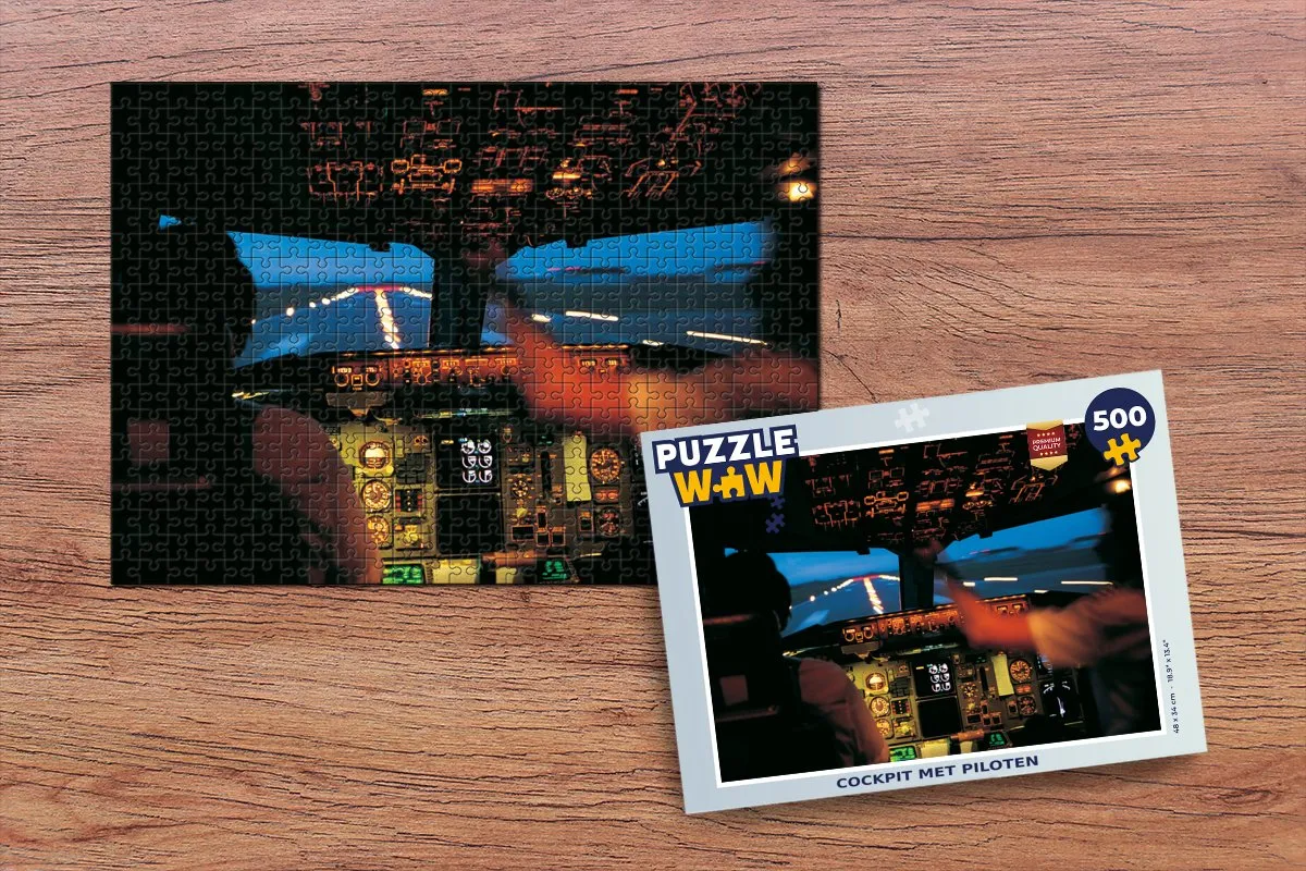 PuzzleWow Cockpit met Piloten Legpuzzel 500 Stuks - Multicolor