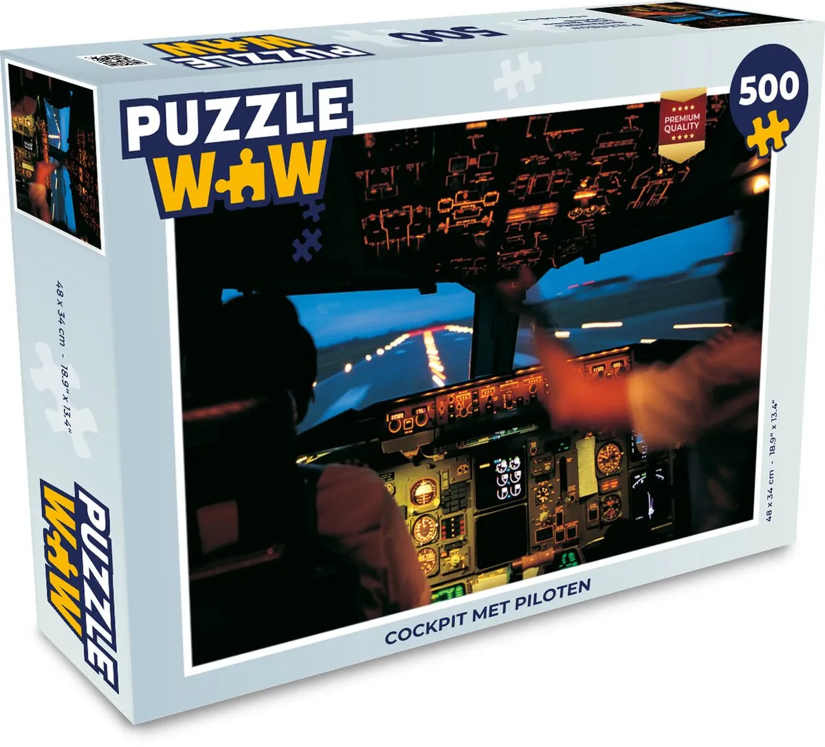 PuzzleWow Cockpit met Piloten Legpuzzel 500 Stuks - Multicolor