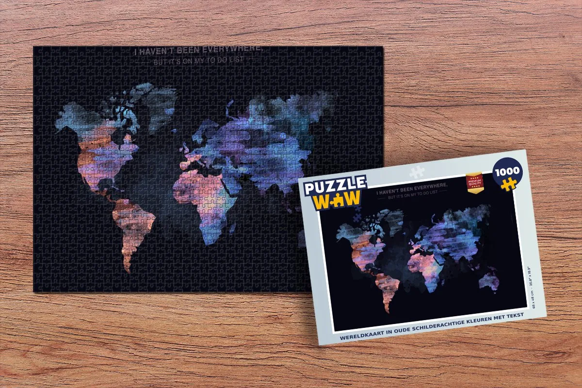 PuzzleWow Wereldkaart Legpuzzel 1000 Stuks - Multicolor