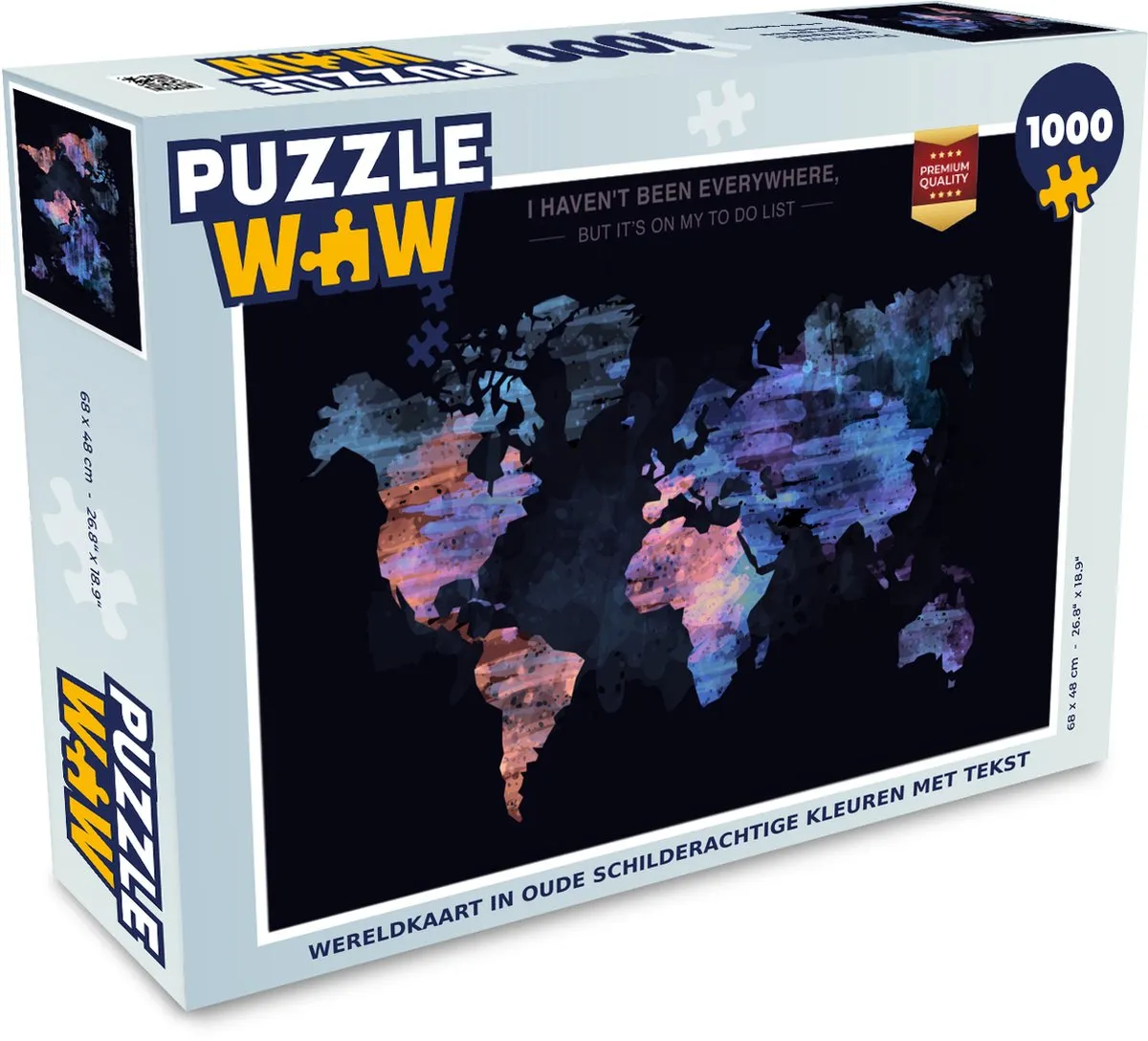 PuzzleWow Wereldkaart Legpuzzel 1000 Stuks - Multicolor