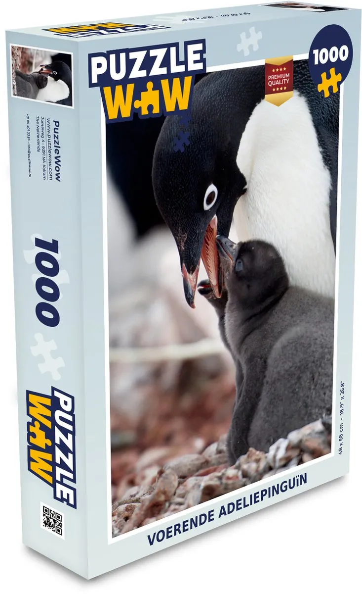 PuzzleWow Legpuzzel Adeliepinguïn 1000 Stuks - Multicolor