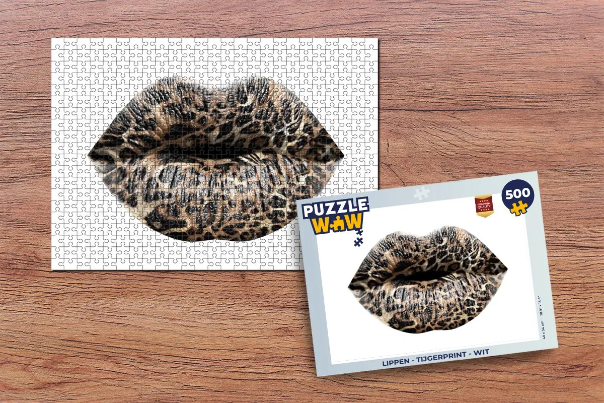 PuzzleWow Lippen Tijgerprint Legpuzzel 500 Stuks - Multicolor