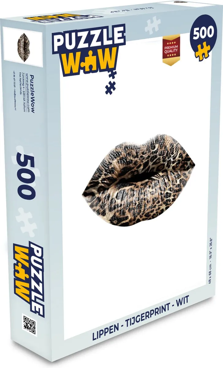 PuzzleWow Lippen Tijgerprint Legpuzzel 500 Stuks - Multicolor