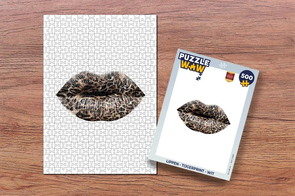 PuzzleWow Lippen Tijgerprint Legpuzzel 500 Stuks - Multicolor