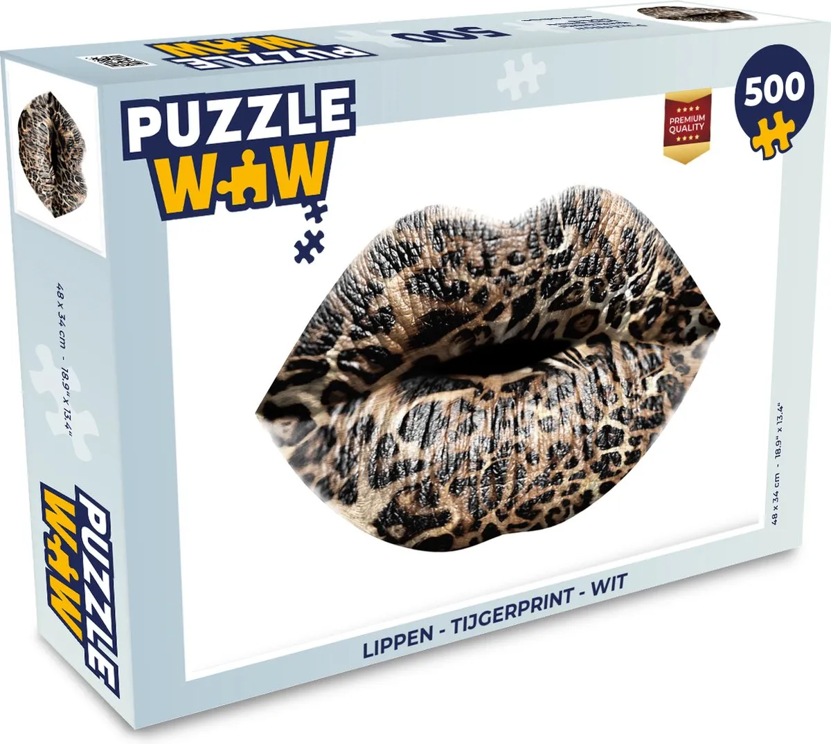 PuzzleWow Lippen Tijgerprint Legpuzzel 500 Stuks - Multicolor