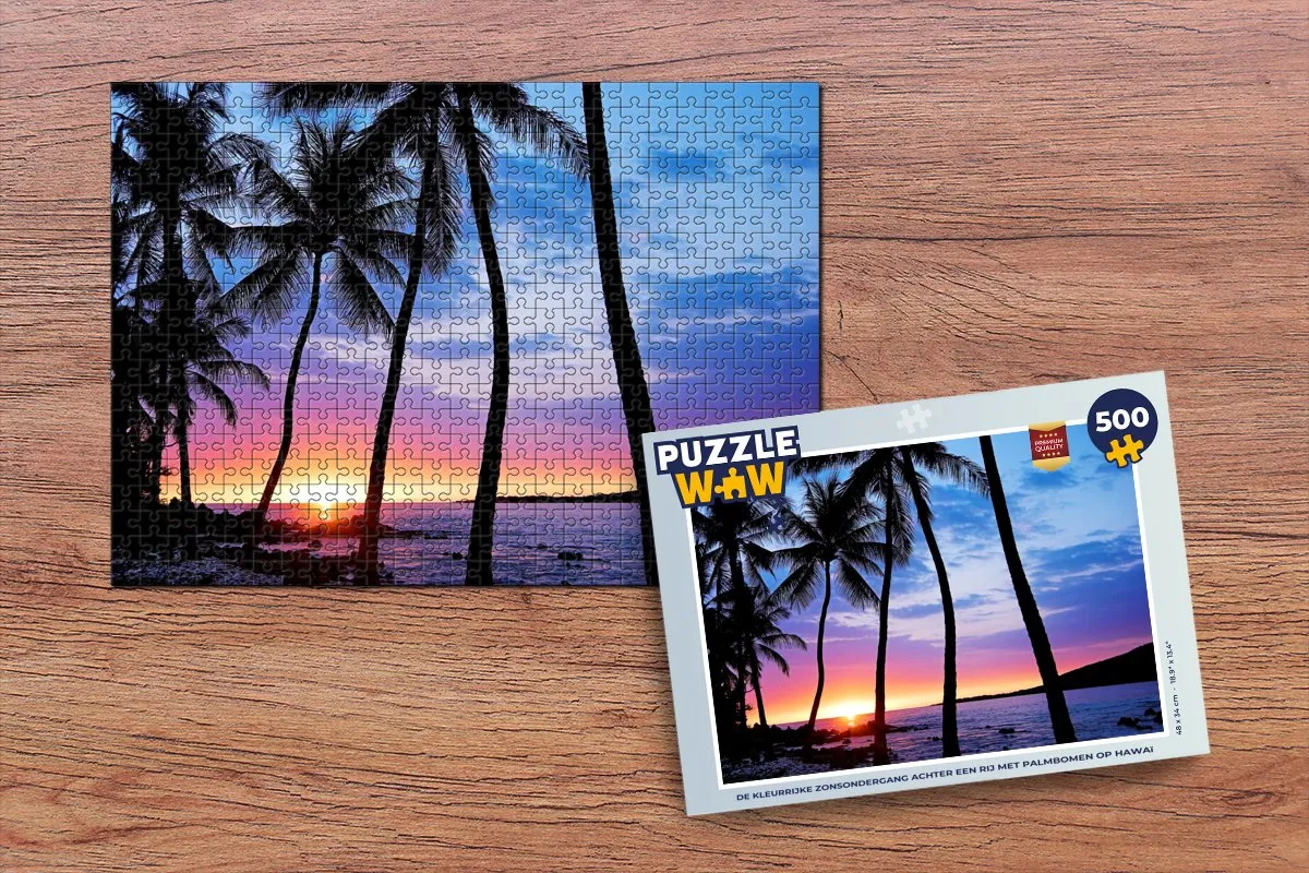 PuzzleWow Legpuzzel Hawaï Zonsondergang 500 Stuks - Multicolor