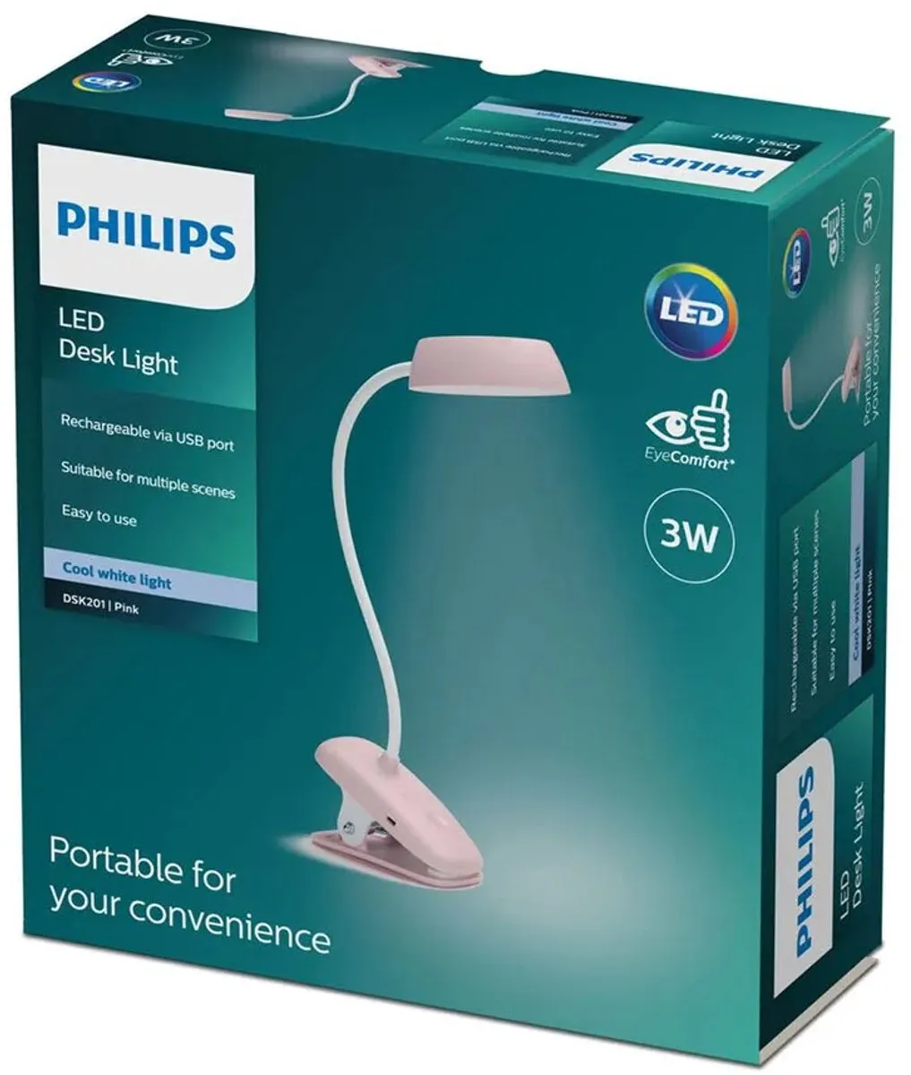 Philips LED Bureaulamp 10588623 - 4000K - Pink
