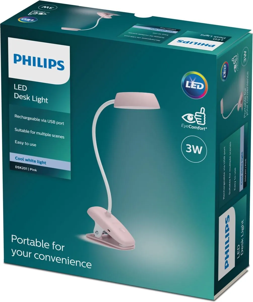 Philips LED Bureaulamp 10588623 - 4000K - Pink