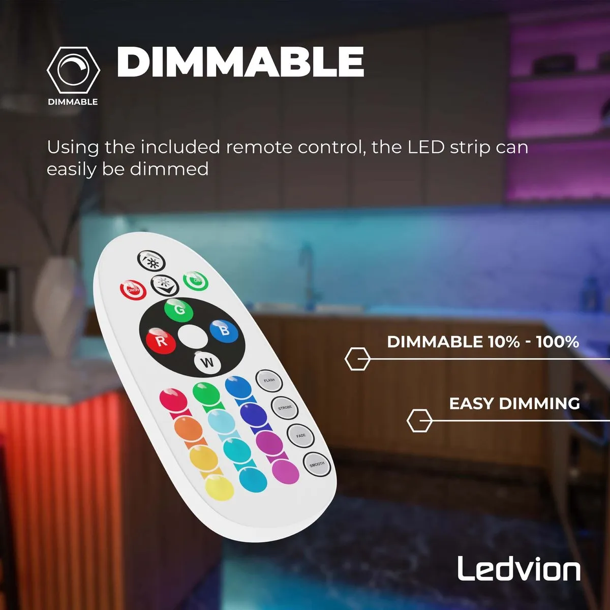 LEDVION LED-Strip Dimbaar 5m RGBW 12V 13W - afbeelding 6 van 6