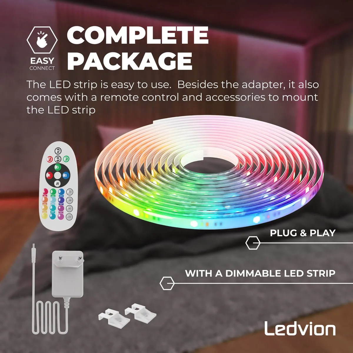 LEDVION LED-Strip Dimbaar 5m RGBW 12V 13W