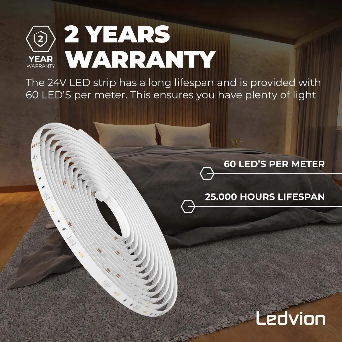 LEDVION LED-Strip Dimbaar 5m RGBW 12V 13W