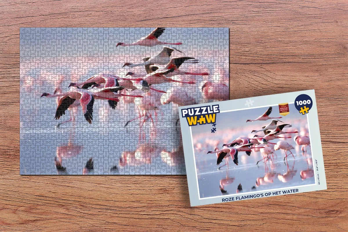 PuzzleWow Legpuzzel Roze Flamingo's 1000 Stuks - Multicolor
