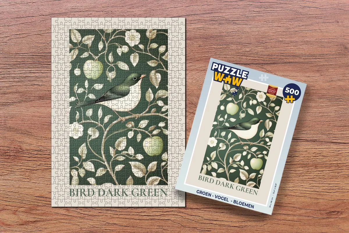 PuzzleWow Vogel Bloemen Legpuzzel 500 Stuks - Groen