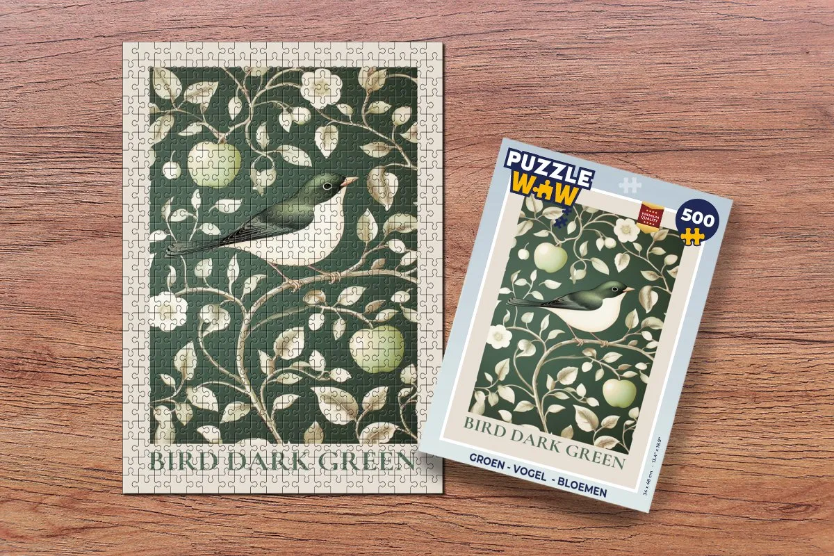 PuzzleWow Vogel Bloemen Legpuzzel 500 Stuks - Groen