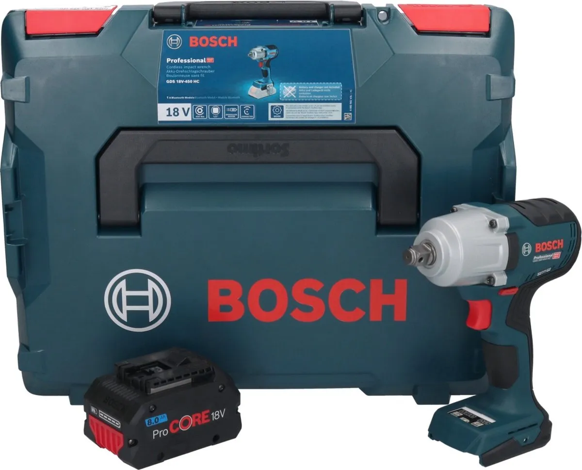 Bosch Professional GDS 18V-450 HC Accu-slagmoersleutel 450Nm - 1x 8.0Ah Accu