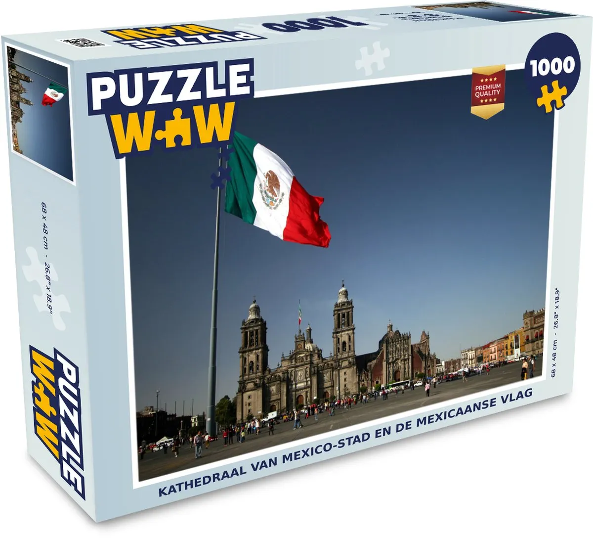 PuzzleWow Legpuzzel Kathedraal van Mexico-stad 1000 Stuks - Multicolor