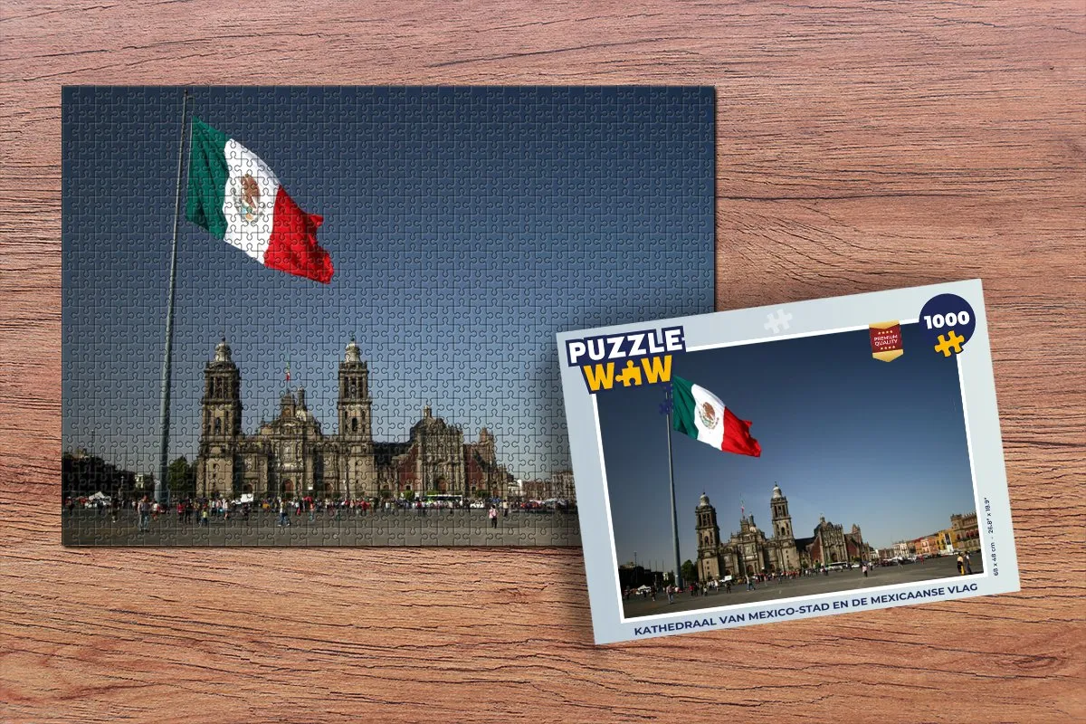 PuzzleWow Legpuzzel Kathedraal van Mexico-stad 1000 Stuks - Multicolor