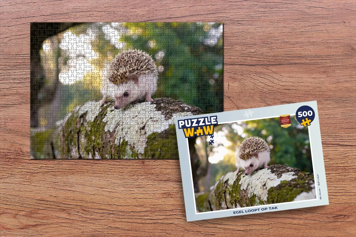 PuzzleWow Legpuzzel Egel loopt op tak 500 Stuks - Multicolor