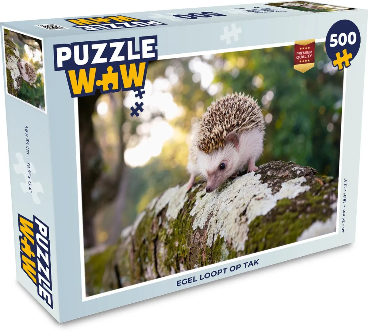 PuzzleWow Legpuzzel Egel loopt op tak 500 Stuks - Multicolor