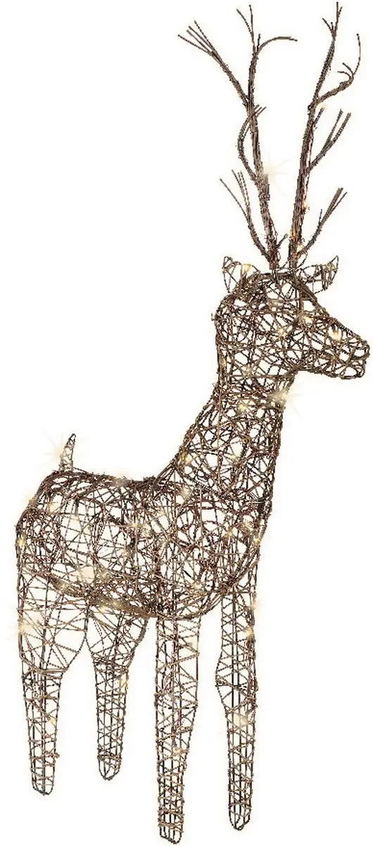 Lumineo Rotan Hert LED Verlichting 69cm - Warm Wit - afbeelding 4 van 4